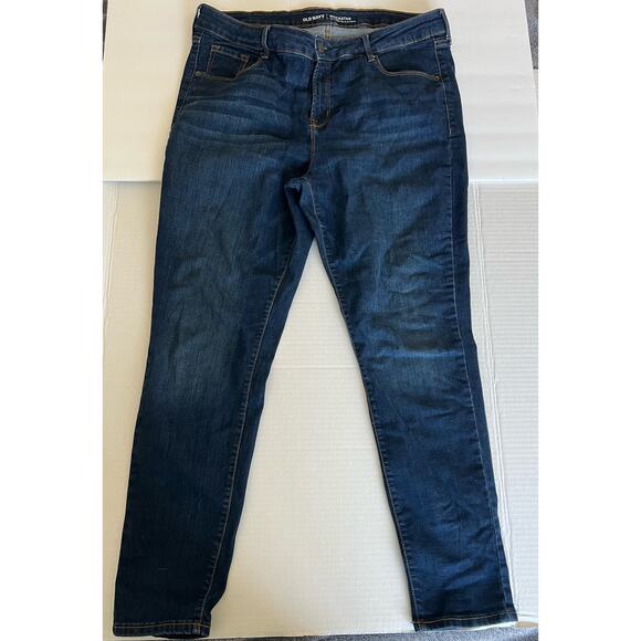 Old Navy Rockstar Mid Rise Skinny Dark Wash Stretch Jeans Size 16R - Picture 1 of 7